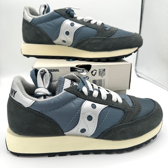 NWT Saucony Jazz Vintage Classic Sneakers Navy Blue White Silver Original Shoes - Picture 9 of 16